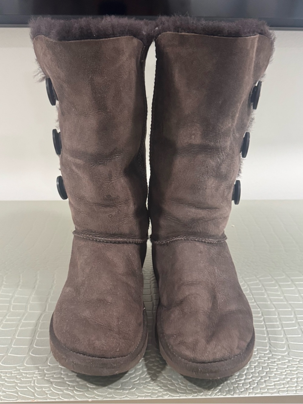 UGG Women's Brown Button-Accent Shearling Boots